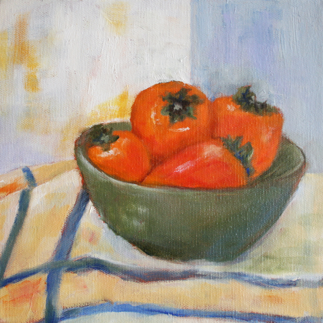 Persimmons oil painting by Betty Turrentine McGuire photo by Marie Cameron 2012