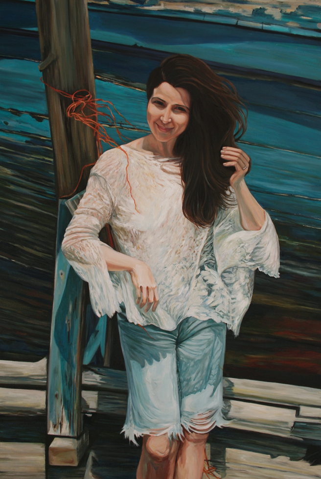 Blue Boat Girl by Marie Cameron 2013 oil on canvas 36" x 24"