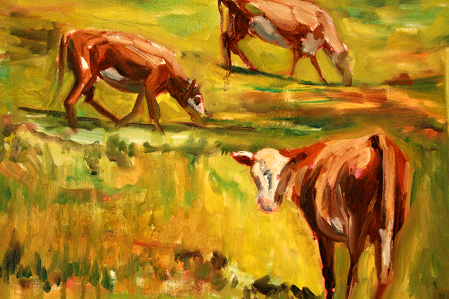 Lily of the Valley and Cows - Marie Cameron detail of cows 2013