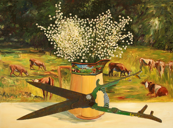 Lily of the Valley with Cows with shears photoshop Marie Cameron 2013