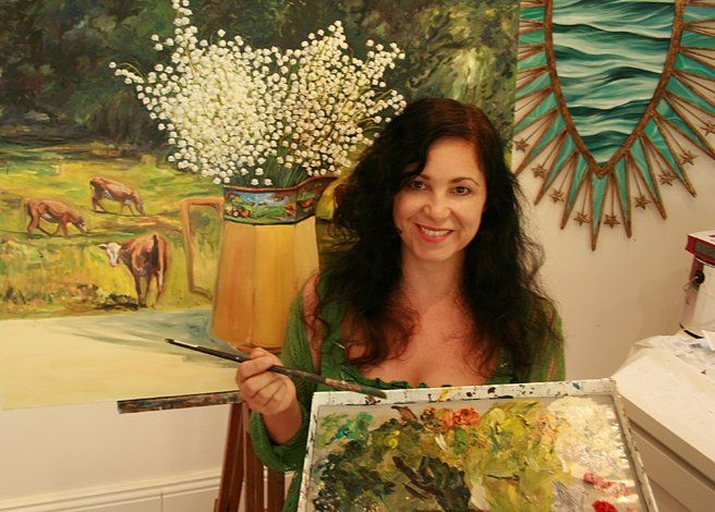 Marie Cameron painting Lily of the Valley with Cows 2013 web