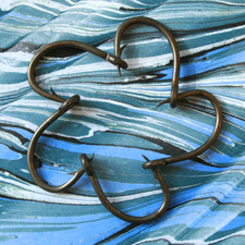 Daisy Chain Eagle Claw Tuna Hooks on Marbelized Paper 1 - Marie Cameron 2013