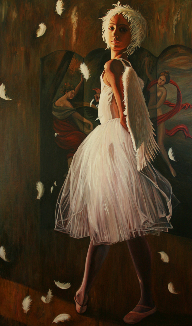 Feathers - Marie Cameron - oil on canvas - 60x36in - 2013 web