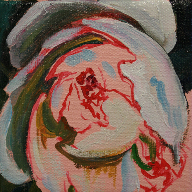 Painting Rosebud I Marie Cameron oil on canvas 4x4in 2013 2