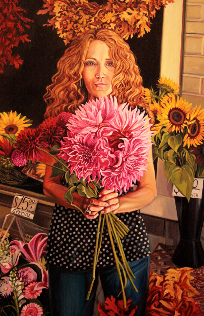 Dahlia Days - Marie Cameron - oil on canvas - 36x24in - 2014