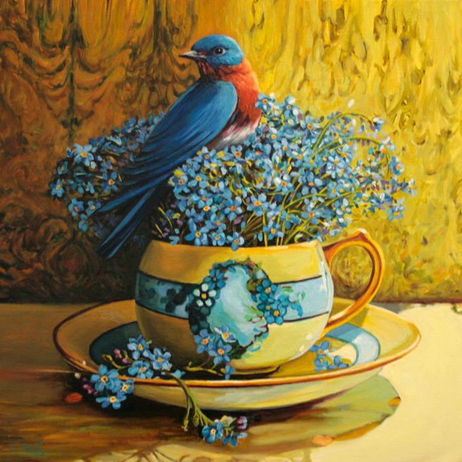 Forget-me-not Tea I - Marie Cameron oil 12x12in 2014