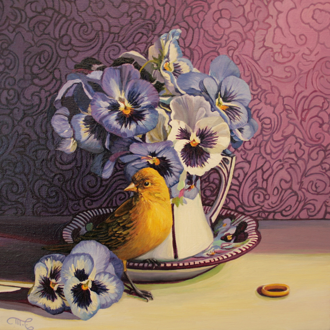 Pansy Tea I - Marie Cameron oil 12x12in 2014
