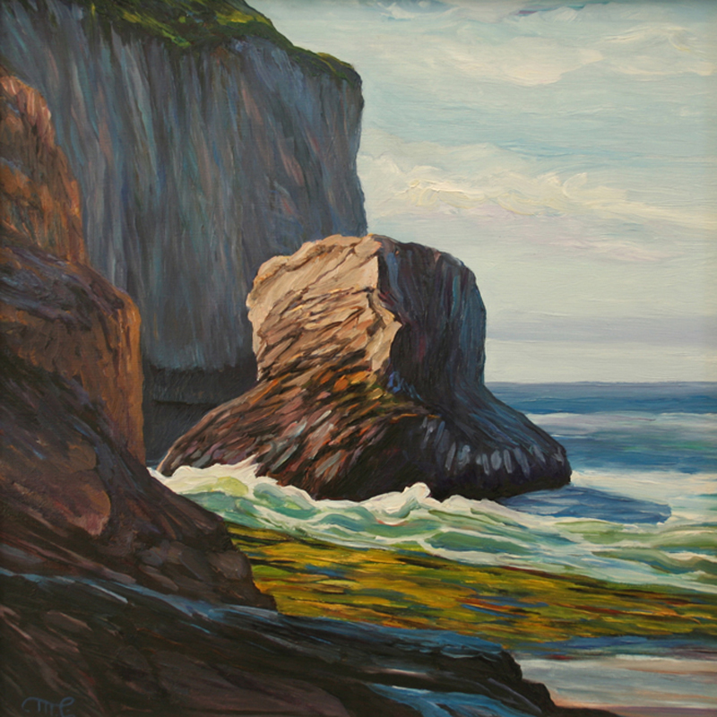 Sea Stack, Davenport by Marie Cameron oil on canvas 