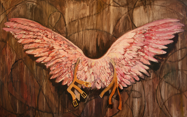 Training Wings (WIP) 3 oil on canvas 30 x 48 Marie Cameron 2014