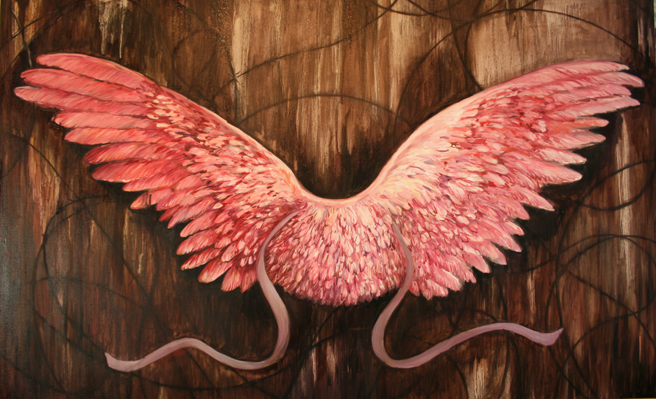 Training Wings (WIP) 6 oil on canvas 30 x 48 Marie Cameron 2014