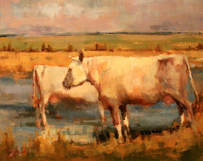 Fins, Feathers and Fur - PAL - Carol Rafferty, Two Cows, oil - photo Marie Cameron 2015