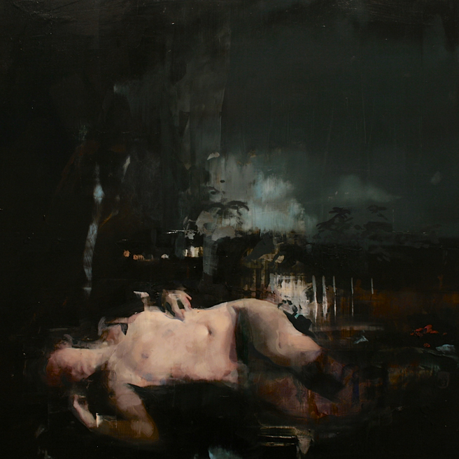 Alex Kanevsky - Night -  18x18 inches, oil on wood - Unstable Equilibrium - Dolby Chadwick - photo Marie Cameron 2015
