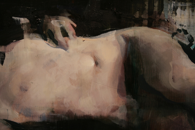 Alex Kanevsky - Night  (detail) -  18x18 inches, oil on wood - Unstable Equilibrium - Dolby Chadwick - photo Marie Cameron 2015