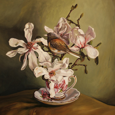 Magnolia Tea I - oil on board - 12x12 inches - Marie Cameron 2016